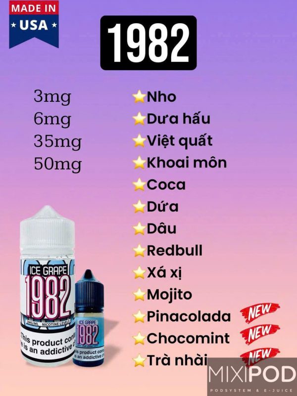 Tinh dầu 1982 Freebase E Juice - 10 Vị Hot Nhất đến từ Mỹ