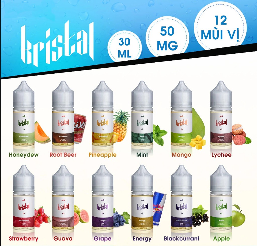 Kristal Salt Nic với những hương vị vape juice siêu độc đáo