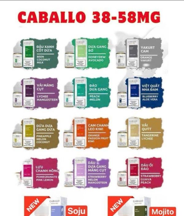 Tinh dầu Caballo Juice Saltnic 38/58MG (16 vị) Chính Hãng Anh Quốc