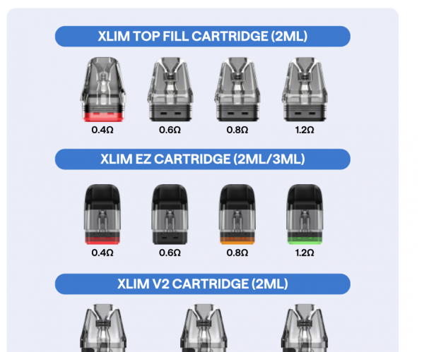Đầu pod rỗng Oxva Xlim SQ PRO 2 Fill 0.4, 0.6, 0.8, 1.2ohm chính hãng