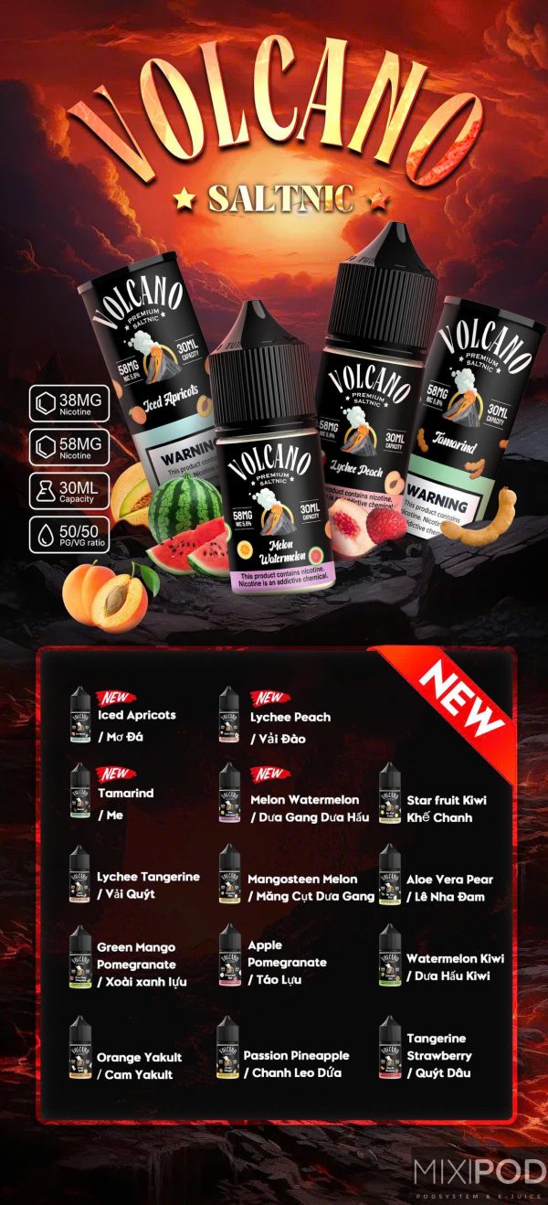 Tinh dầu VOLCANO Juice 38/58MG chính hãng giá rẻ - 12 Vị NGON