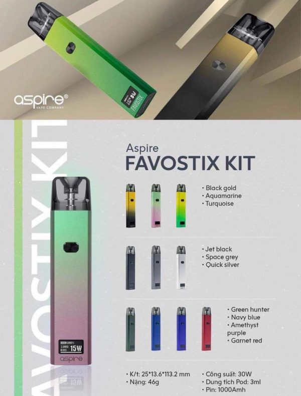 Aspire Favostix 30W Pod Kit - Chính Hãng - Giá Rẻ - Đủ Màu Mới